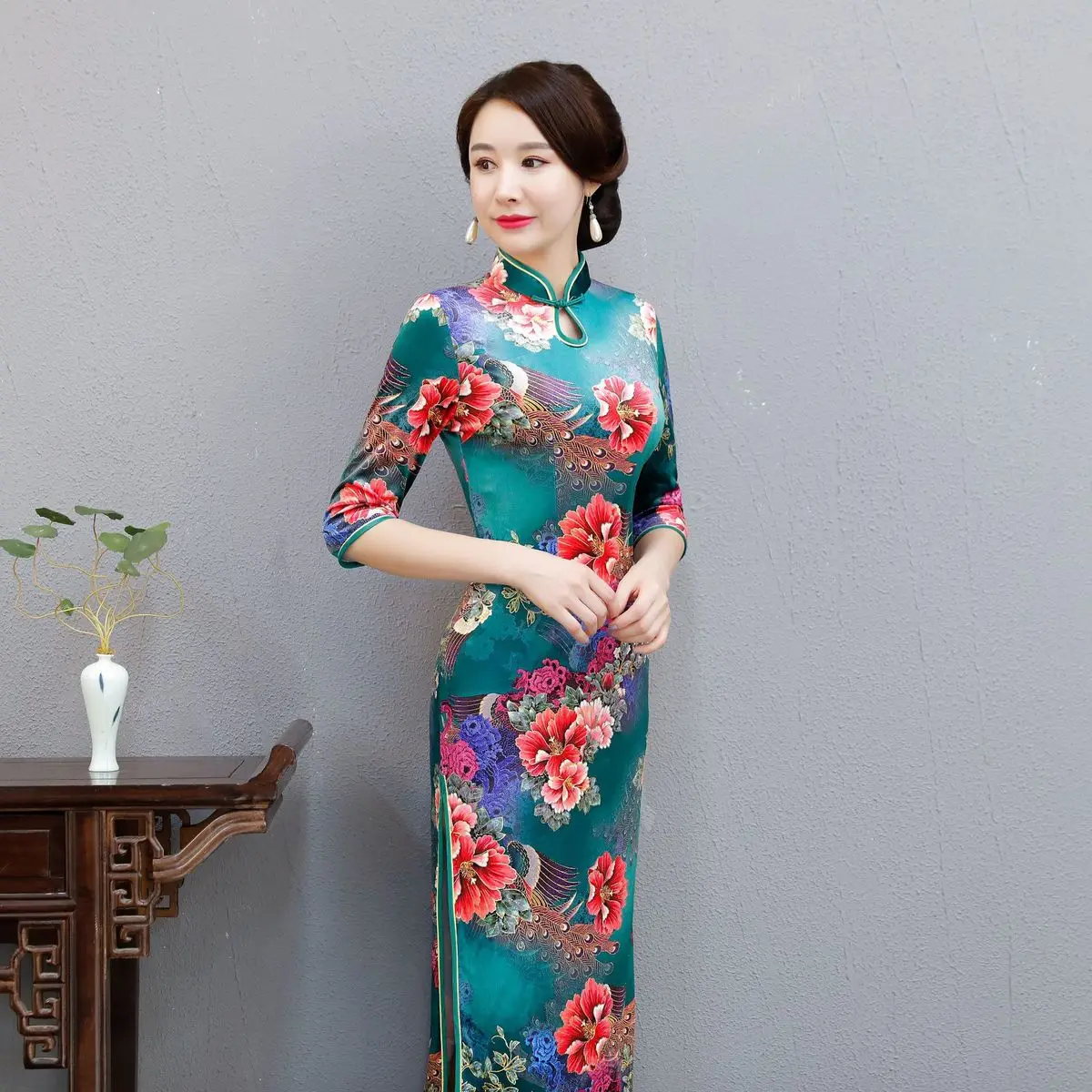 Традиционные китайские Вечерние платья Длинные Qipao Китай бархат зимний чеонгам свадебное платье плюс размер Chipao стиль Chinois Femme