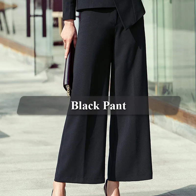 Lenshin, широкие брюки, длина по щиколотку, брюки для женщин, повседневные, одноцветные, для женщин, элегантные, для офиса, для леди, стиль - Цвет: Черный