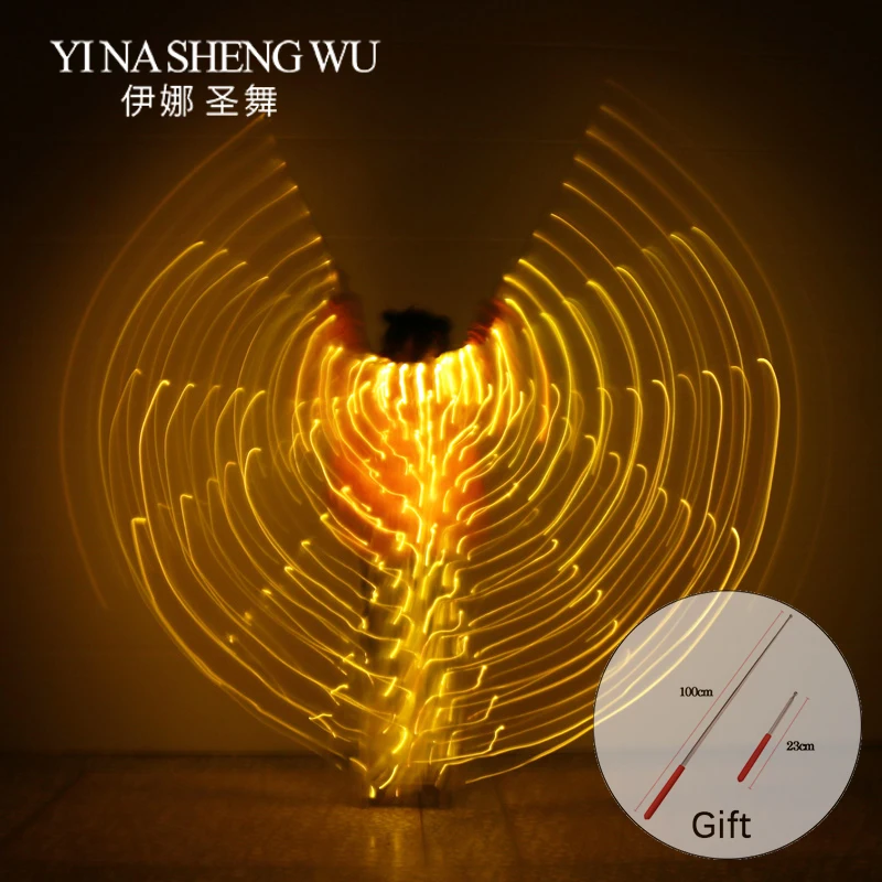 

For Children LED Light Isis Wings Belly Dancing 360 Degree Egyptian Stage Performance New Arrival Kids DJ LED Wings With Sticks