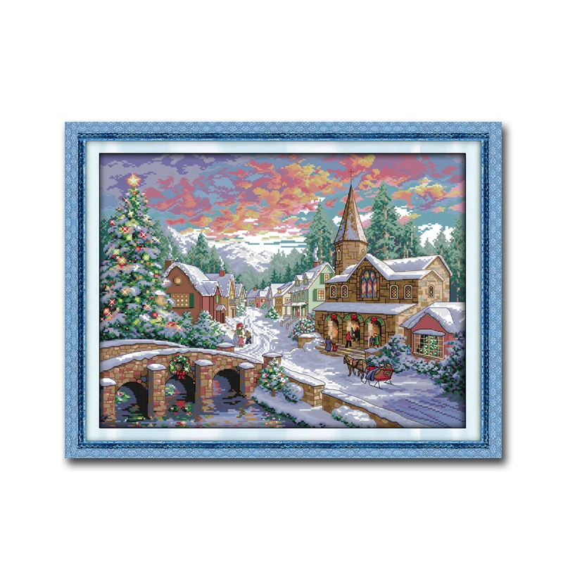 Snowscape напечатанный на ткани 11CT DMC 14CT Набор для вышивки крестиком набор рукоделия