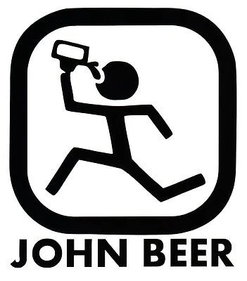 

JOHN BEERinches VINYL DECAL WINDOW FUNNY DRUNK BUMPER STICKER DEERE PARODY 12cm
