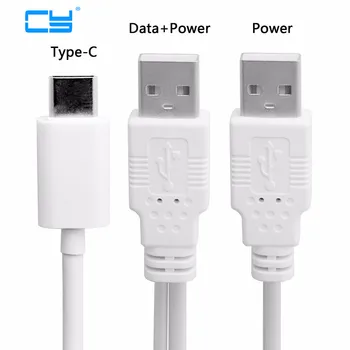 

USB 3.1 Type C USB-C to Dual A Male Extra Power Data Y Cable for Cell Phone & Hard Disk transmission line