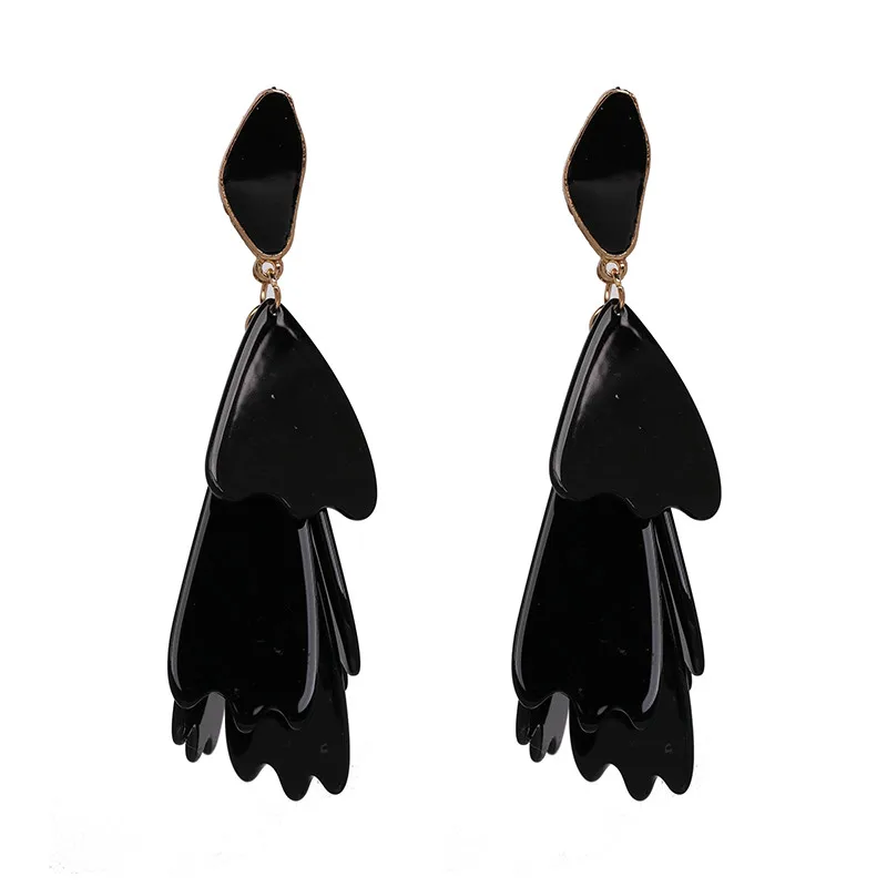 JUJIA богемные Модные Акриловые полимерные серьги с бахромой для женщин, массивные Ювелирные серьги-капли Brincos - Окраска металла: Black