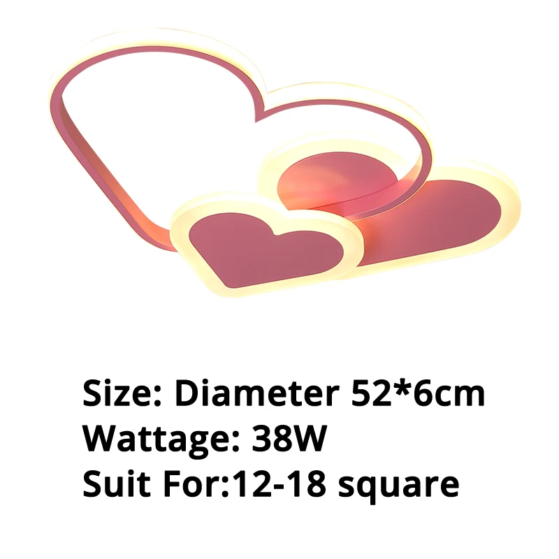 Heart 52x52x6cm 30w Горячая Распродажа, светодиодный светильник-Люстра для детской комнаты, спальни, плафон, акриловый светильник, современный светильник - Цвет абажура: Heart 52x52x6cm 30w