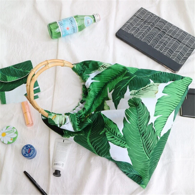 EXCELSIOR ins Bamboo сумка кольцо тропический лес лист печати женская сумка Высокое качество холщовые сумки модные напульсники Летний стиль