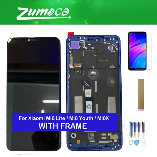 С рамкой для Xiaomi Mi8 Lite Youth Mi8X ЖК-экран + сенсорный экран дигитайзер в сборе черный