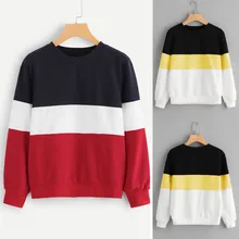 Повседневные женские толстовки с длинным рукавом поточное производство пуловер худи с полосками принт Толстовка блузки женские топы спортивный костюм