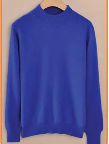 Модный вязаный свитер из смеси на основе кашемира женские топы Осень Зима Водолазка пуловер женский длинный рукав сплошной цвет - Цвет: blue