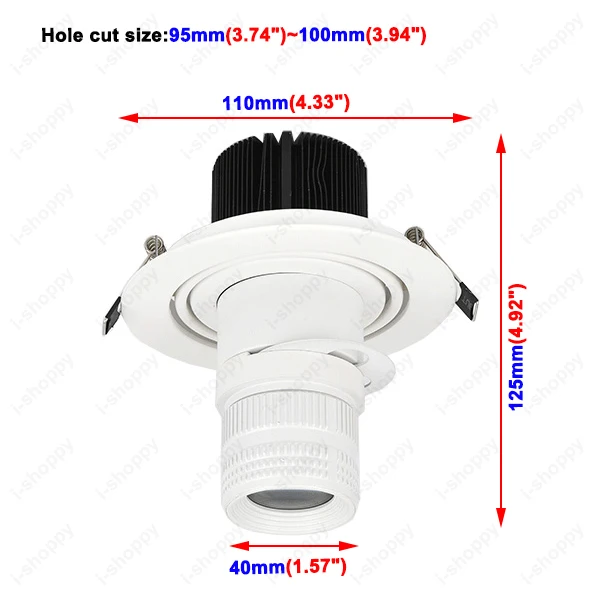 Dimmable 3 Вт/5 Вт/7 Вт/10 Вт/15 Вт/20 Вт потолочный светодиод изображение точечный свет лампа с фокусировкой Масштабируемая диафрагма чайный счетчик