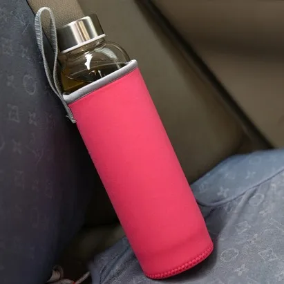Glass Water Bottle with protective bag Travel Drinkware Portable Bottle Transparent Bottle for Water Tea Glass Sport Bottle