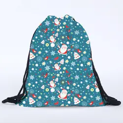 39x30 см Забавный Harajuku Милая ткань Drawstring сумки холст Kawaii сумки для хранения рюкзак 3d принт для женщин упаковка подарочный пакет Рождество