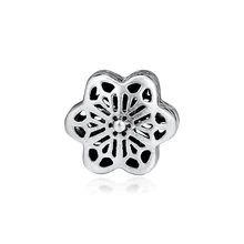 Подходит для Berloque Pandora Подвески Браслет стерлингового серебра 925 Цветочные ромашки кружева зажим пробка Талисман из бусин ручной работы серебряные ювелирные изделия Pulseras