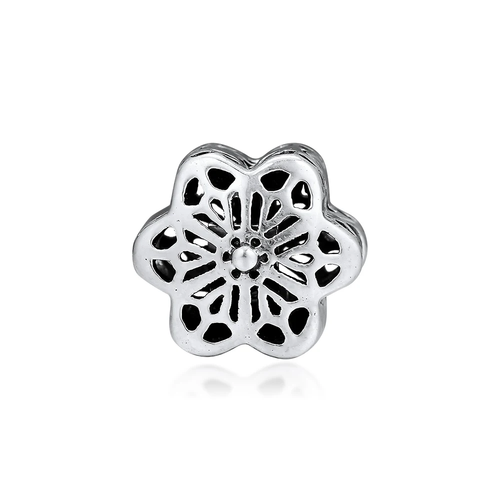 

Fits Berloque Pandora Charms Bracelet 925 Sterling Silver Floral Daisy Lace Clip Stopper Charm Beads DIY Silver Jewelry Pulseras