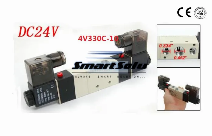 

10pcs/lot Fedex Free Shipping 3/8 Inch BSP 3/8" 4V330C-10 Double Head Pneumatic Solenoid Valve 12v 24v dc ac 110v 220v