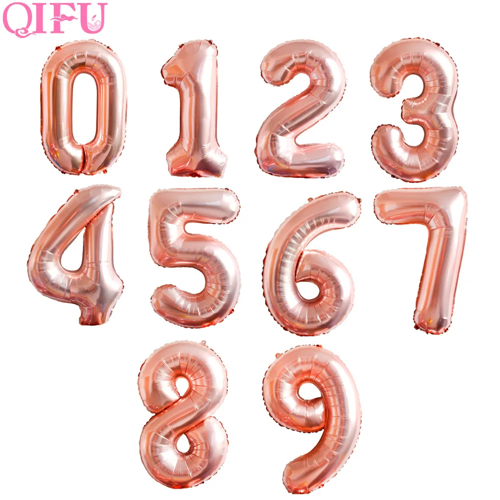 QIFU 32 дюйма розовые золотые шары из фольги в виде цифр украшения для вечеринки на