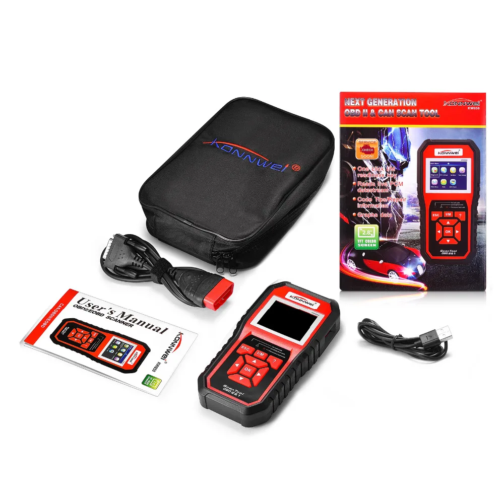 OBD2/EOBD Automotive SCANNER KW850 CAN OBD II Car Diagnostic Tool Fault Code Reader With Multi-language Support ISO 9141/KWP2000