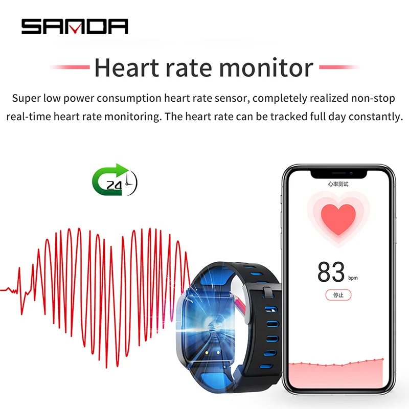 Часы SANDA X1 HD с большим дисплеем для пожилых мужчин новые смарт цифровые часы и