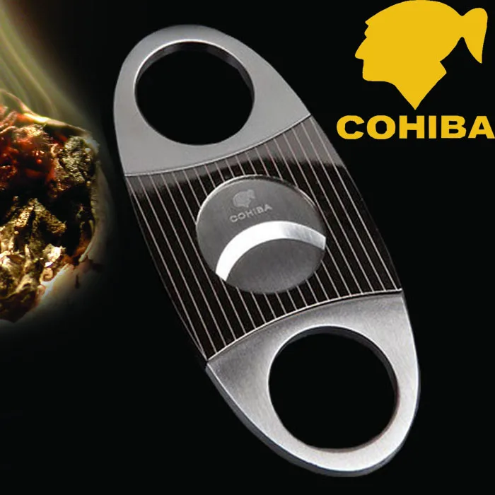 

Zebra-stripe Pattern Cigar Cutter Stainless Steel Thick Cigar Use Sharp Cigar Cutter