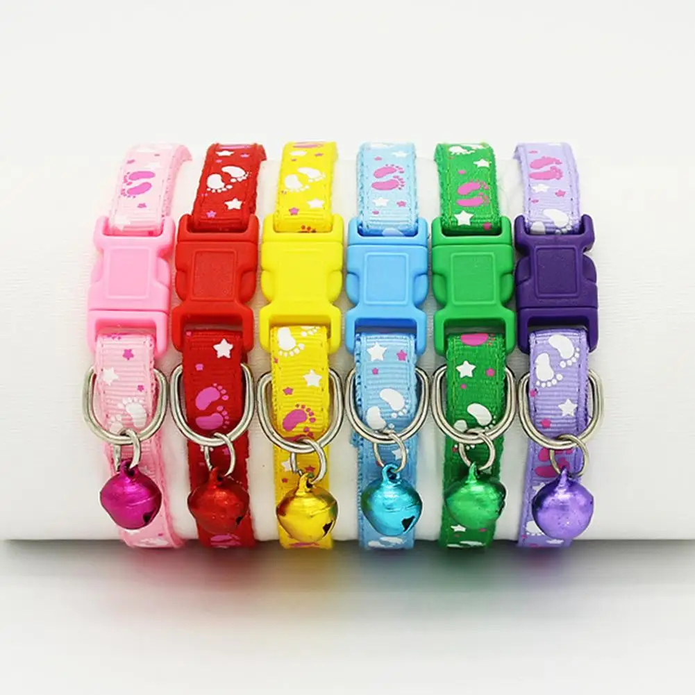 

1Pc Pet collar gato Cartoon Cute Fashion Paws Pattern Pet Puppy Collars with Bell for Small Dogs Necklace Durable collier chat
