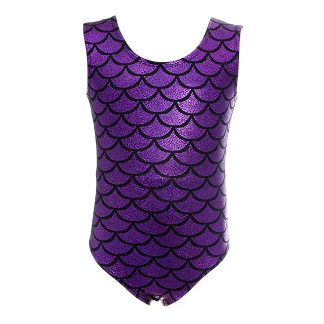 Ballet Leotards Kids Children Fish Scale Printed Sparkle Sleeveless