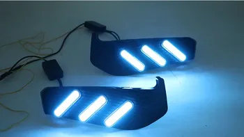 

eOsuns led drl daytime running light for Chevrolet Malibu with Dynamic moving yellow turn signal and blue night running light