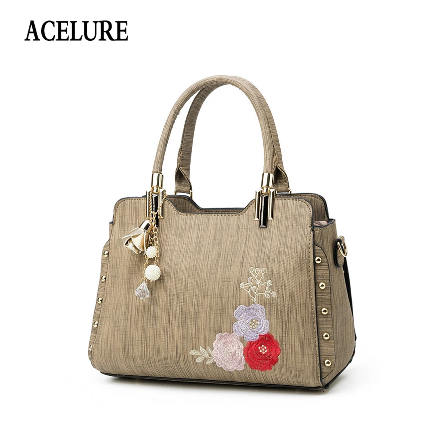 

ACELURE Brand Female Messenger Bags Women Handbags Embroidery Flower Ladies Shoulder Bags Women Pu Leather Totes Bag Sac a Main