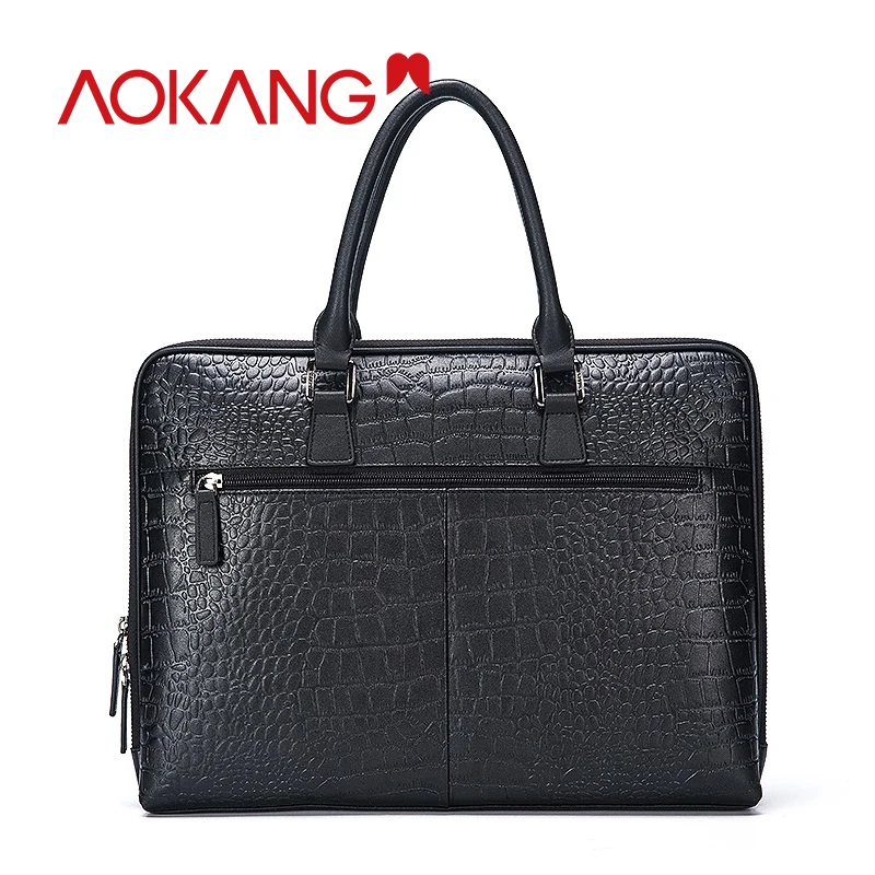 AOKANG 2019 رجل الأعمال حقيبة أسود اللون رجل حقيبة جلدية الكتف جلدية حقيبة ساع الكمبيوتر المحمول حقائب أنيقة