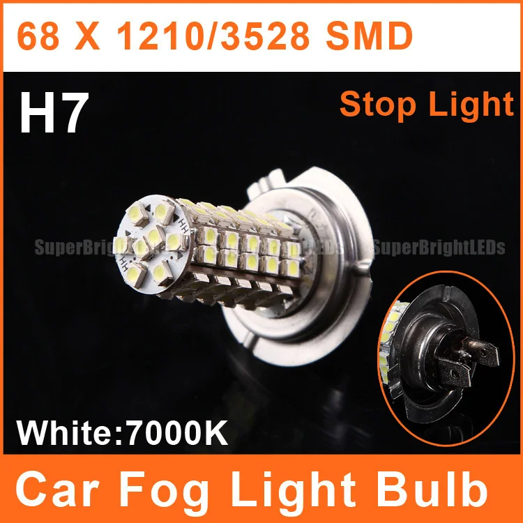 H7 LED Car 68 1210SMD 3582 Lamp Auto Headlight Bulbs Daytime Running Light FL0031light solar