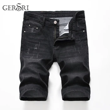 

Gersri Men's Denim Shorts Jeans Good Quality Summer Jeans Men Cotton Solid Straight Short Jeans Male Casual New Brand Jeans