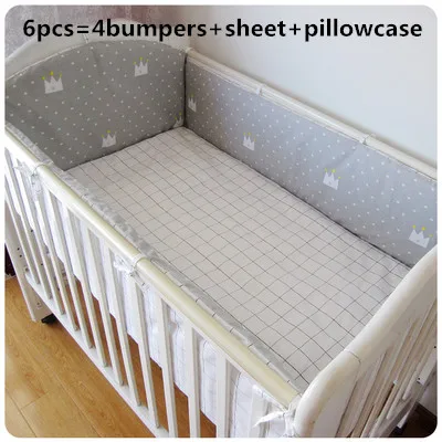 

Promotion! 6PCS Baby Sets Crib Bedding Set Baby Children Children's Bed Linen (bumpers+sheet+pillow cover)