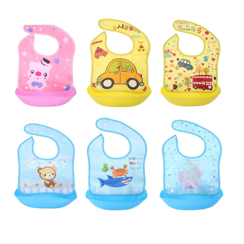 

Removable Baby Bibs Silicone Waterproof Aprons Baby Cute Cartoon Bib Bandana Feeding Rice Bibs Baby Eating Saliva Towel