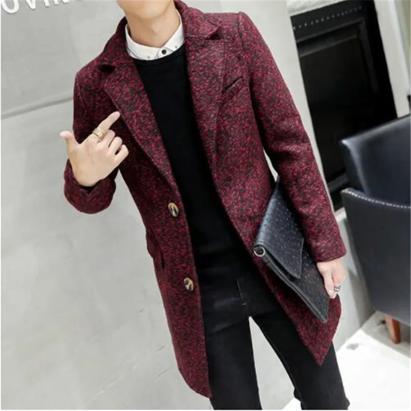 Модный воротник с лацканами slim fit сплошной Разноцветные куртки мужские зимние утепленные шерстяные пальто мужчины шерсти и смеси мужчин 3 цветов Размер m-3XL NDY2 - Цвет: 1
