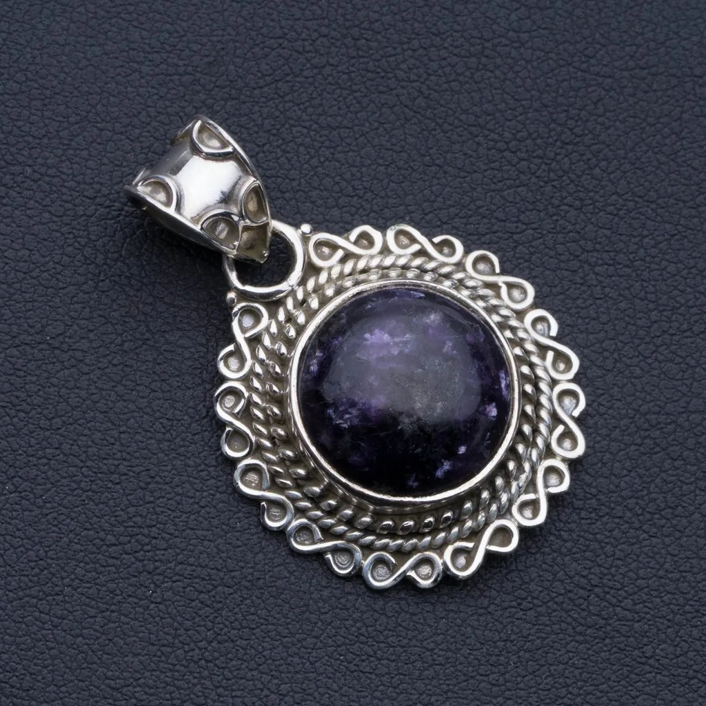 

Natural Charoite Punk Style 925 Sterling Silver Pendant 1 1/2" P0671