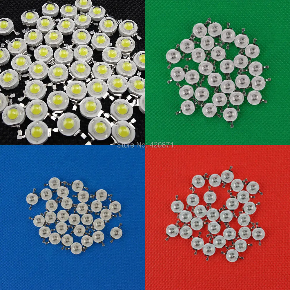 

High Power LED Chipset Epistar 45mil LED Lamp 5 Colors R/G/B/CW/WW 3 to 4V 1W 350mA DIY LED Diode 50pcs