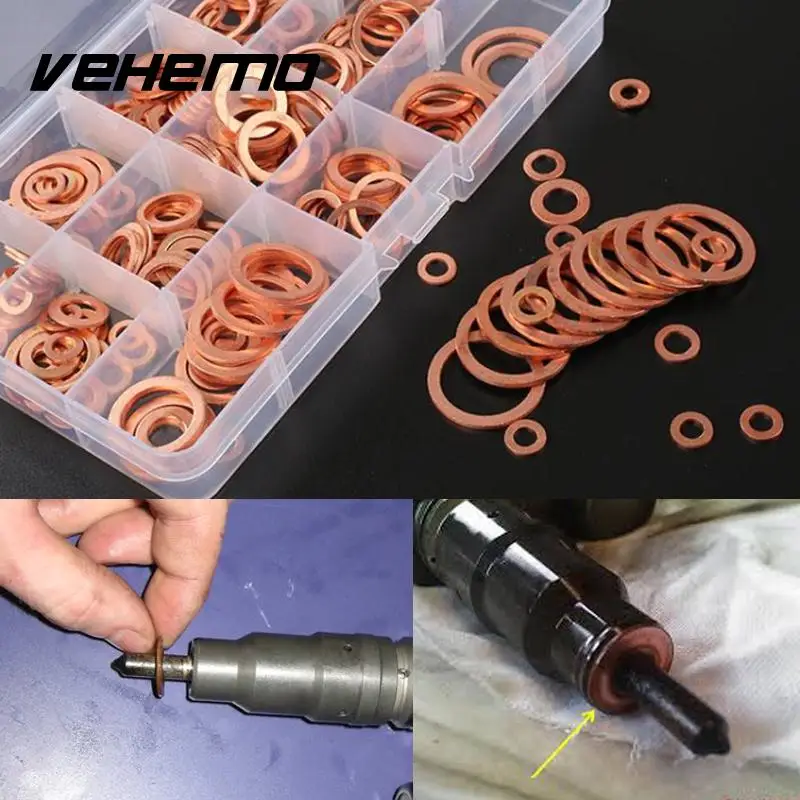 280Pcs Assortment Copper Washers Sump Plug Assorted Kit with Box 12