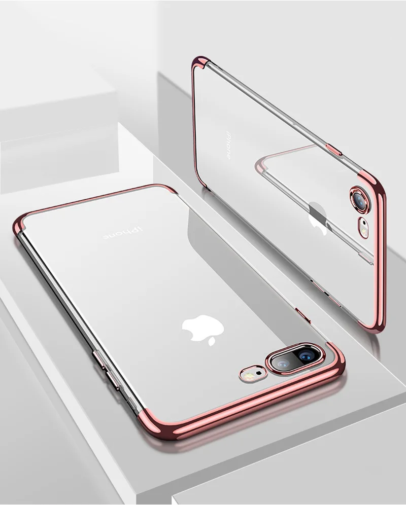 WLMLBU силиконовый чистый мягкий чехол для iPhone X 10 iPhone 6S 6 s 6plus 6splus iPhone 7 8 7Plus 8Plus Тонкий чехол для сотового телефона - Цвет: BDJ-rose gold