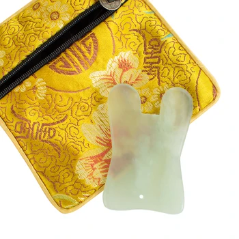 

Natural Jade Massage Tool Guasha Board Gua Sha Facial Treatment Natural Jade Stone Scraping Care Healthy Tool with Carry Bag