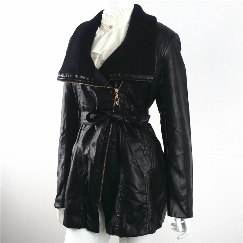 Popular Black Leather Trench Coat Women-Buy Cheap Black