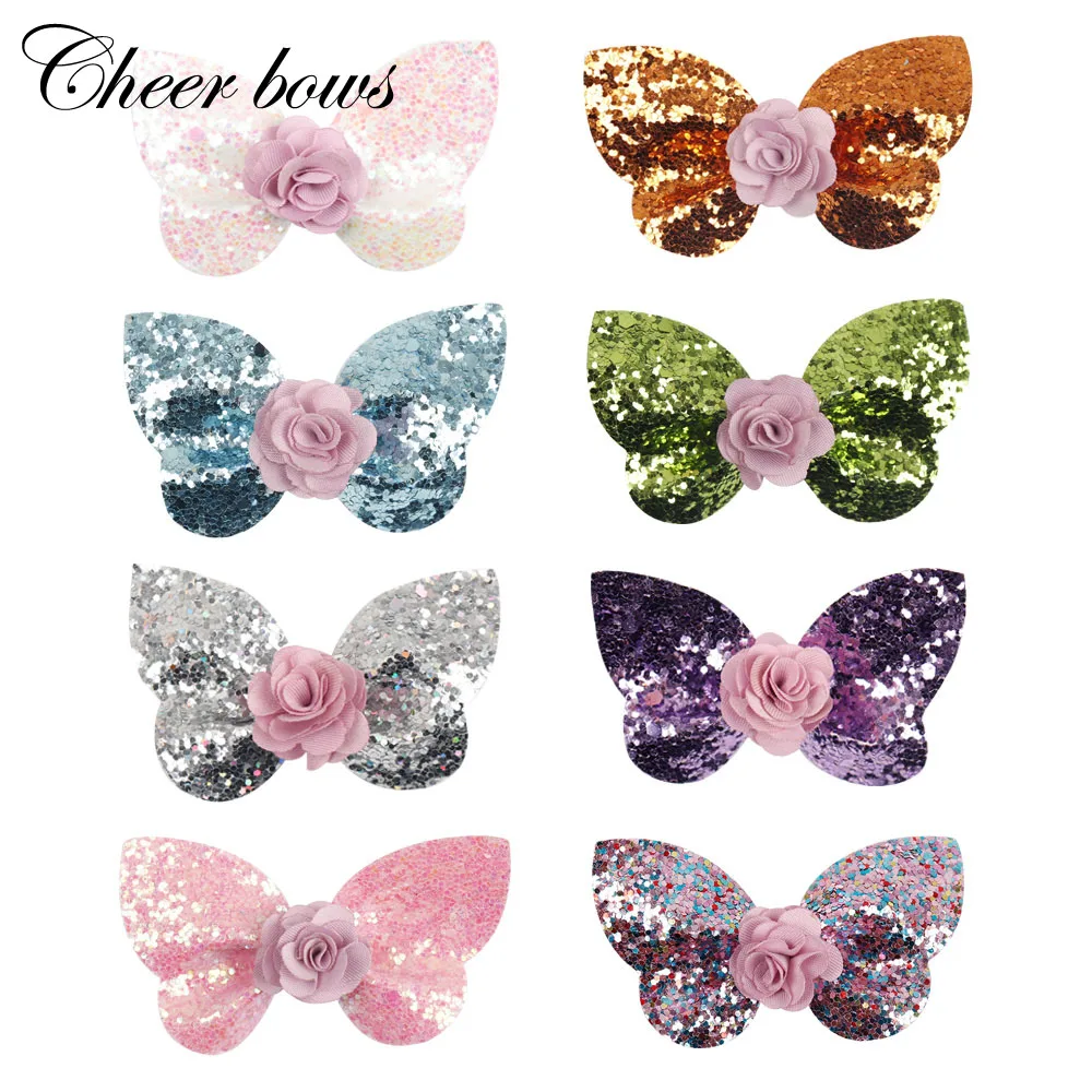 

2.5" Hair Accessories Hair Bows Girls Glitter Butterfly Hairpins Flower Rainbow Knot Hairgrips Princess Shiny Hair Clips