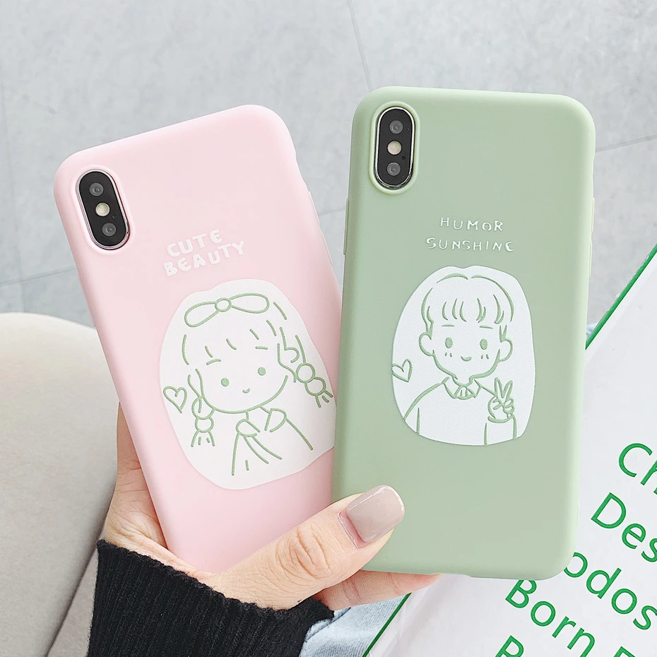 

Cute Couple Case for Huawei P20 P30 Lite Pro Mate 20 Pro 10 Honor 8X 10 V20 V10 9 8 Nova 4 3 3i 2S Boy Girl Lovely Matte Cover