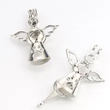 5 шт. серебряный кулон в виде ангела любви с жемчугом, кулон в клетку, ювелирные изделия, сделай сам, клетка из бисера, Ароматический диффузор эфирного масла, парфюмерная коробка для Устрицы жемчуга