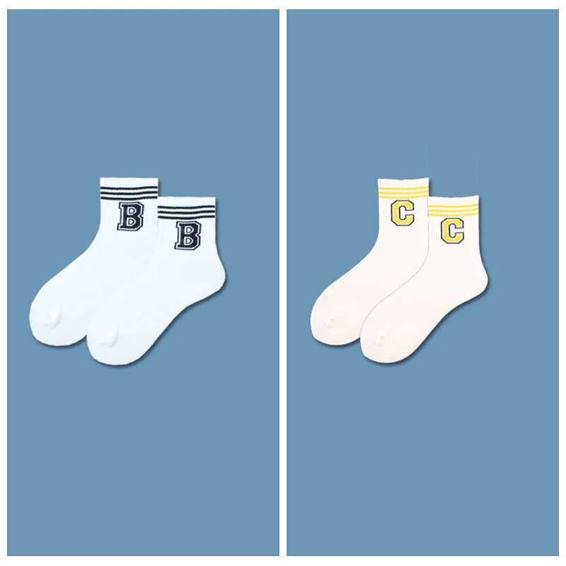 2 пар/компл. популярные классические футболка в полоску с буквенным принтом, спортивные короткие носки для девочек милые хлопковые носки Harajuku повседневная женская обувь классные носки скейтбордиста - Цвет: BC