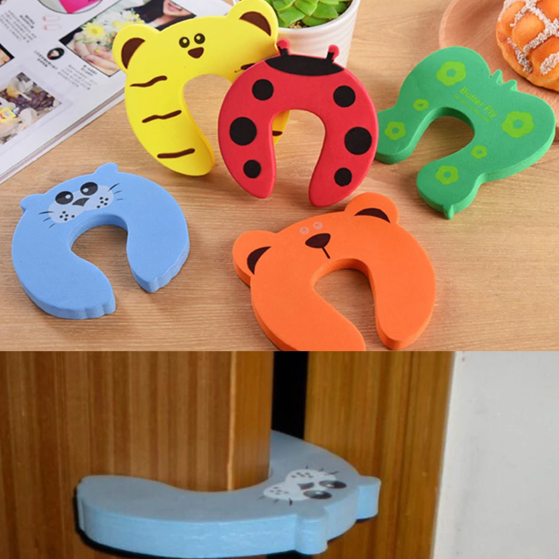 

Cartoon Cute Door Stops 5pcs/Set Stop Door stopper holder lock Safety Guard Baby Children Finger Protect For Home Bedroom Toilet