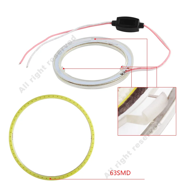 1 пара белый 80 мм COB Автомобильный светодиодный ангельские глазки DRL дневные ходовые фары Halo Кольцо дальнего света авто реветь с крышкой 63 чипы 12 В
