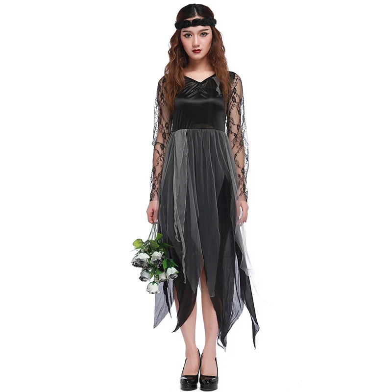 女性のセクシーな吸血鬼花嫁のチャッキーハロウィンコスプレ衣装黒レースノコギリドレスプリントミイラマスカレードコスプレドレス Bride Of Chucky Cosplay Dressdress Cosplay Aliexpress