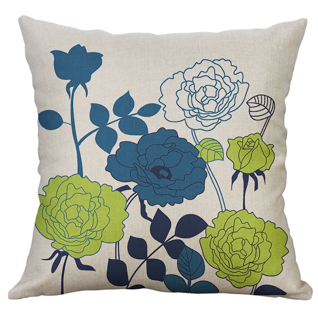 

TENSKE 40x40 Cushion cover Simple Linen Lovely Pillowcase with flower Non-Toxic Printed pillows New Design Lumbar Pillow car 321
