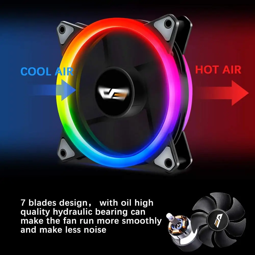 darkFlash Aurora DR12 Pro 3 Pack PC Fan Computer 120mm RGB LED Case Fan Kit ASUS 3