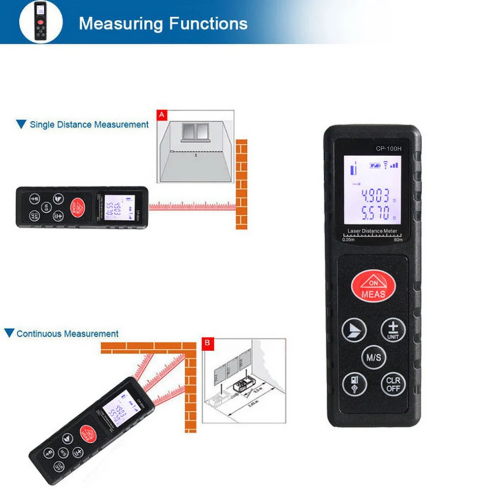 

100M Handheld Digital Laser Rangefinders Portable Distance Meter Range Finder Diastimeter Outdoor Area Measure Device Ruler