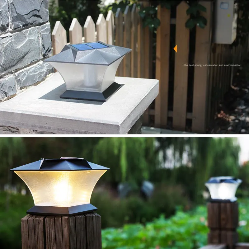 Cerca de Luz da Lâmpada Paisagem à Prova Decorações do Jardim da Lâmpada Solar Powered Convés Quadrado d' Água Ip65 Veiw Paisagem Led Pós Cap 10 Solar Powered LED Pós Cap Convés Quadrado