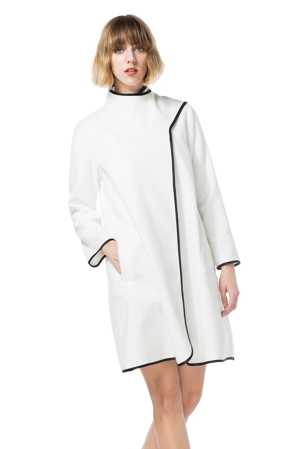 maternity Turn Down Collar Open Front Long Sleeve Wool Blend Trench plus size winter spring new women woolen coat windbreaker